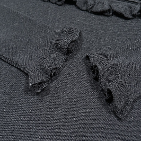 Valentino RED Merino Wool Ruffle Lace Turtleneck Sweater Womens Small - Picture 6 of 10